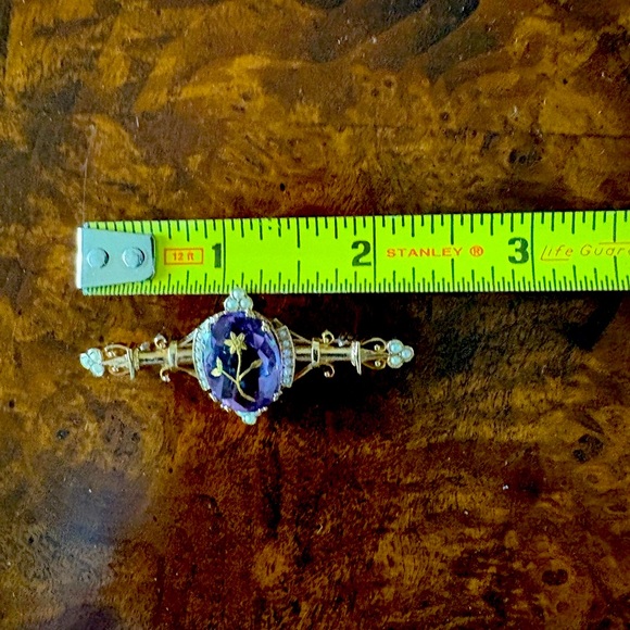 14K & Amethyst Brooch Pearls & Filigree Rare Elegance Vintage Unique Estate - Picture 6 of 12